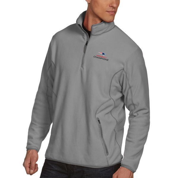 New England Patriots Antigua Super Bowl LI Champions Ice Quarter-Zip Pullover Jacket - Silver/Gray